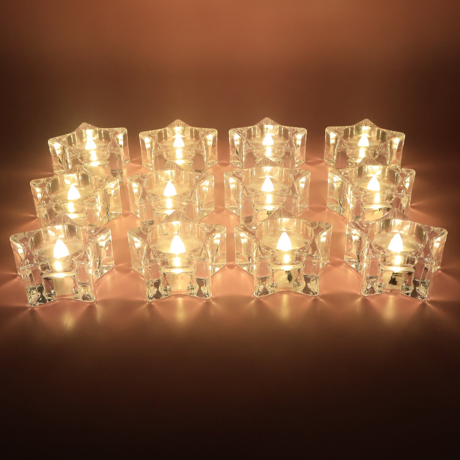 Set of 12 LED Crystal-Effect Flameless Smokeless Candles Set of 12 LED Crystal-Effect Flameless Smokeless Candles